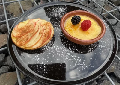 Spanisches Grillseminar in Zell, apfeltarte mit crema catalan